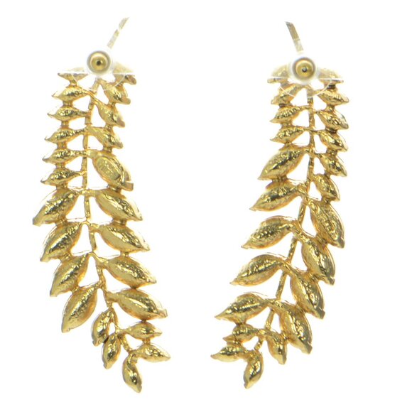 Oscar de La Renta Crystal Leaves Drop Earrings - Picture 6 of 6